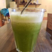 Amazing green juice at The Vegan Temple by Prasada in Cusco