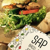 Olive and spinach bagel at SAP Bagel & Juice Bar - Stationsstraat in Maastricht