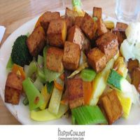 Steamed veggies on brown rice plus sauteed tofu at The Natural Cafe - Hitchcock Way in Santa Barbara