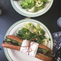 vegan baguette! at Novelty Cafe in Luang Prabang