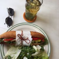 Vegan Baguette & Green Tea at Novelty Cafe in Luang Prabang