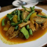 This was if I remember correctly faux pork with green beans and veggies in a curry sauce at Sai Than Boon in Phuket