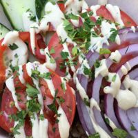 Cucumber mujadra at Shouk in Washington