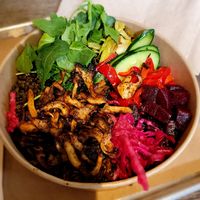 Custom bowl with oyster mushrooms 🍄 at Shouk in Washington