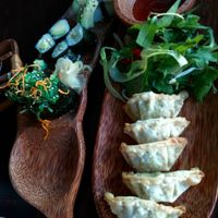 Some vegan sushi and japanese dumplings at Anh Dao in Berlin