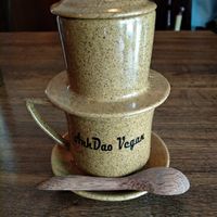 Vietnamese coffee. Coffee and sweet vegan condensed milk. Yum. at Anh Dao in Berlin