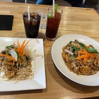 Vegan Pad Thai left and vegan spicy noodle right  at Ma Now Thai Kitchen in Port Coquitlam