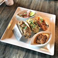 Trilogy of Vegan Tacos. SO GOOD!  at Leaf Restaurant in Cancun