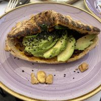 Vegan chicken flatbread (recommended, really filling)  at The Happiness Cafe  in Eindhoven