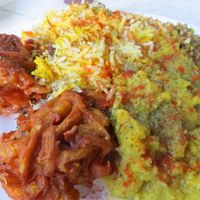 Pakora and Basmati rice and lentils curry at Afghan-Eck in Freiburg