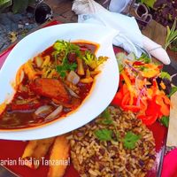 Curry with Seitan and Lentil rice at Kind Earth Eatery in Dar Es Salaam
