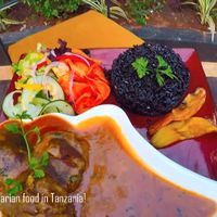 'Meat' balls with dates and black rice at Kind Earth Eatery in Dar Es Salaam