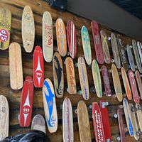 Old skateboards  at Blind Lady Ale House in San Diego