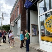 A line at opening time   at Proper Pie Co. in Richmond