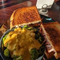 Hot Seitan Sandwich with a side of Broccoli at Graze in Nashville