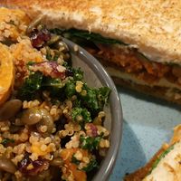 Tofu Chk'n Club and Cranberry Quinoa Salad as a side at Graze in Nashville