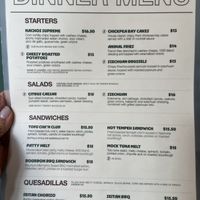 Menu  at Graze in Nashville