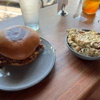 bourbon bbq sandwich, chickpea salad at Graze in Nashville