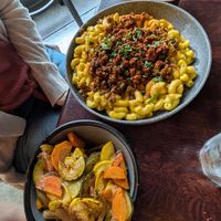 Mac and chorizo w/ side a veggies at Graze in Nashville