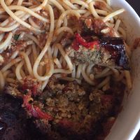 Spaghetti and wheat balls  at Graze in Nashville