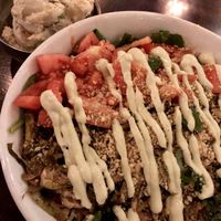 Brussels & Mushroom w/side of potato salad at Graze in Nashville