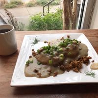 Biscuits and Gravy with Coffee at Graze in Nashville