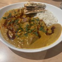 Amazing vegan pumpkin curry!!!  at Poppycock's in Traverse City