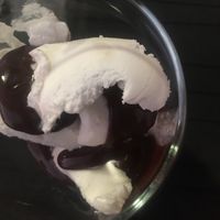 Oat gelato with dark chocolate stracciatella  at Dolmen Bar in Lanzarote