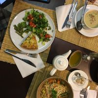 Ramen, quiche and soup  at Ayaso Restaurant in Marrakech
