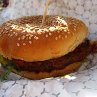 The Fantastic Tempeh Burger

This burger is very 'meaty' and absolutely delicious. The patty is huge. at Burger Vegan in Montreal