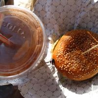Milkshake and burger at Burger Vegan in Montreal