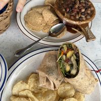 Vegan chili and a "Mushroom” Wrap  at Good Harbor Grill in Glen Arbor