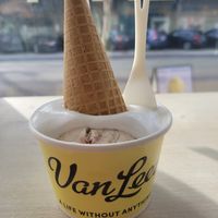 vegan strawberry shortcake with whipped cream and sugarcone at Van Leeuwen Ice Cream - Arts District in Los Angeles