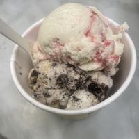 Pina colada and cookies and cream with caramel  at Van Leeuwen Ice Cream - Arts District in Los Angeles