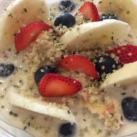 Raw muesli w/ almond milk ❤️ at SpaJuiceBar in Fort Lauderdale