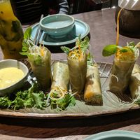 Mango avocado spring rolls at Uu Dam Chay in Hanoi
