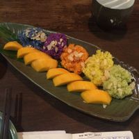 5 colors rice and mango at Uu Dam Chay in Hanoi