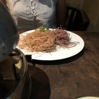 Ginger noodles with the hot pot.  at Uu Dam Chay in Hanoi