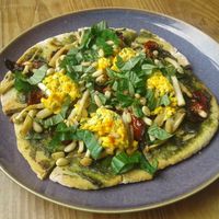 Pesto mushroom pizza at Om Hanoi in Hanoi