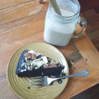 chocolate cake and chai smoothie at Om Hanoi in Hanoi