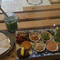Taste platter and green monster smoothie at Om Hanoi in Hanoi