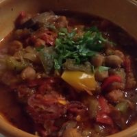 fried eggplants in tomato sauce at Al Zaytouna in Vienna