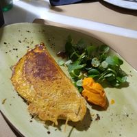 Tortilla made with garbanzo at 269 Gastro Vegan in Salamanca