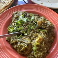 Saag aloo (spinach with potatoes, carrots etc) and added tofu.  at The Taj Cafe in Ventura