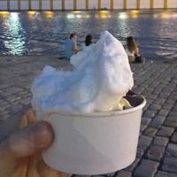 vegan coconut ice cream. has dessicated coconut in it. delicious. at Puro & Bio in Sevilla