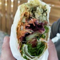 Homemade falafel in a wrap with all the trimmings at SmooVie Grignotheque in Saint-leon-sur-vezere