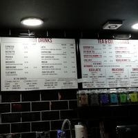 Menu board at 3 Three's Coffee Lounge in Birmingham