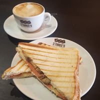 Coffee and toastie at 3 Three's Coffee Lounge in Birmingham