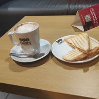 Coffee and toastie at 3 Three's Coffee Lounge in Birmingham