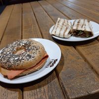 Bagel and  wrap at 3 Three's Coffee Lounge in Birmingham